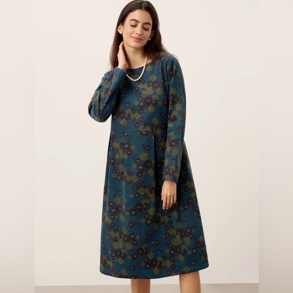 Lintico cotton Floral Long-Sleeve Midi Dress S oversized
